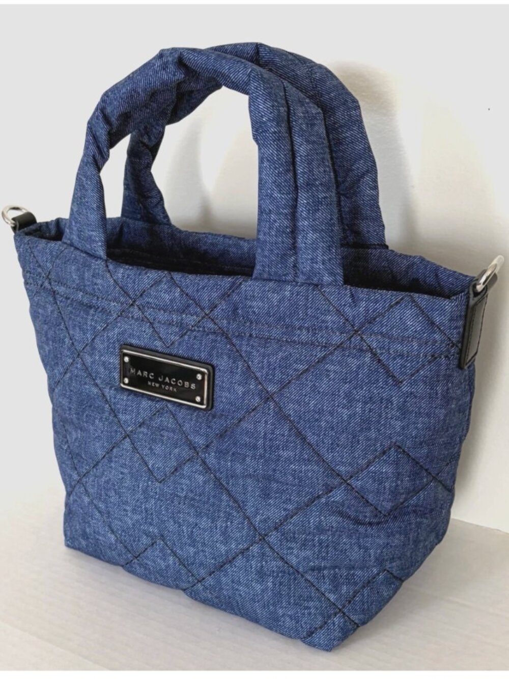 New Marc Jacobs Small Tote Quilted Nylon Denim Blue